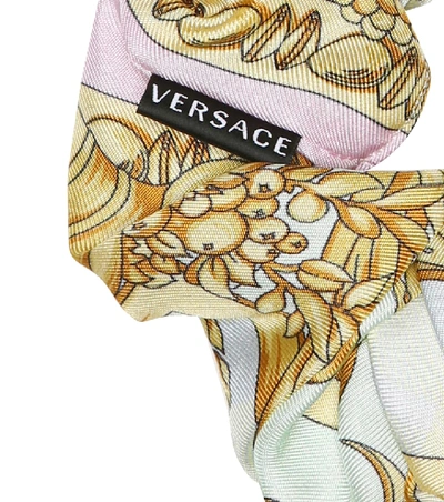 Shop Versace Baroque Silk-faille Scrunchie In Gold