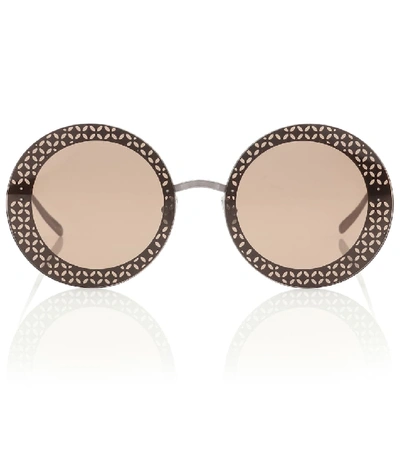 Shop Alaïa Round Sunglasses In Brown