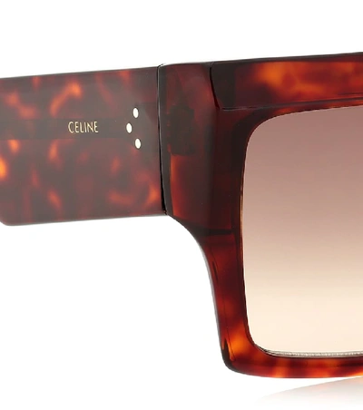 Shop Celine Rectangular Acetate Sunglasses In Brown