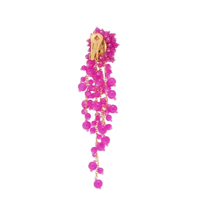 Shop Oscar De La Renta Beaded Clip-on Drop Earrings In Pink