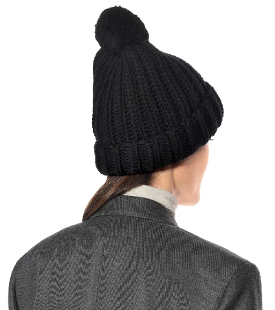 Shop Gucci Ribbed-knit Wool Beanie In Black