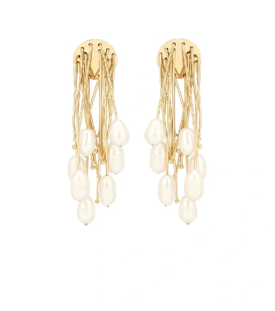 Shop Jil Sander Pearl-embellished Earrings In Gold