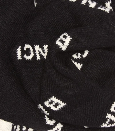 Shop Balenciaga Logo Wool-blend Scarf In Black