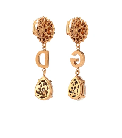 Shop Dolce & Gabbana Dg Pendant Clip-on Earrings In Gold