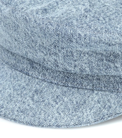 Shop Isabel Marant Evie Cotton Denim Cap In Blue