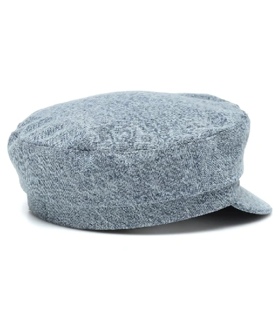 Shop Isabel Marant Evie Cotton Denim Cap In Blue