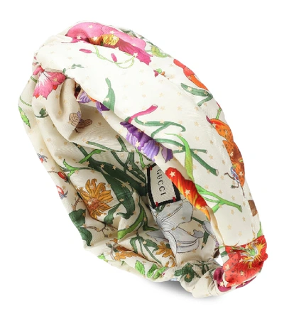 Shop Gucci Floral Silk Headband In Multicoloured