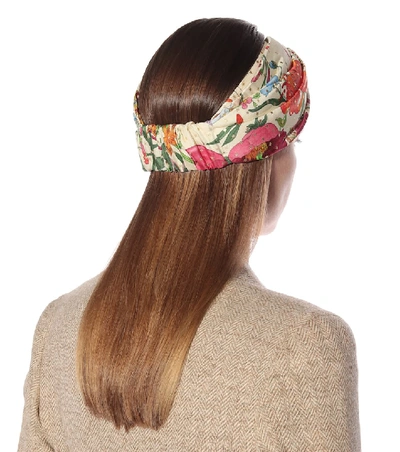 Shop Gucci Floral Silk Headband In Multicoloured
