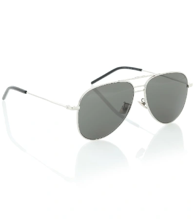 Shop Saint Laurent Classic Sl 11 Aviator Sunglasses In Silver