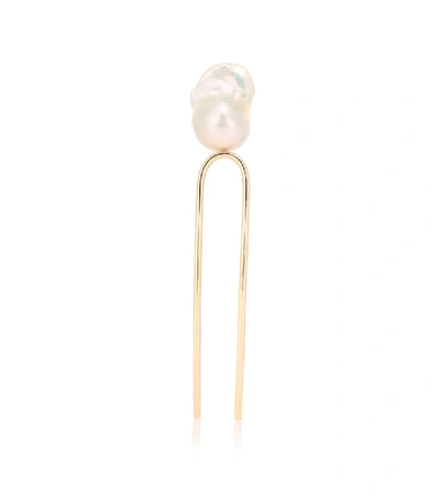 Shop Sophie Bille Brahe Grace Blanc 10kt Gold Hairpin With Pearl