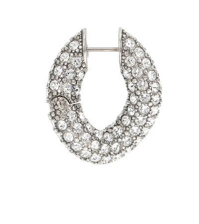 Shop Balenciaga Loop Embellished Hoop Earrings In Silver