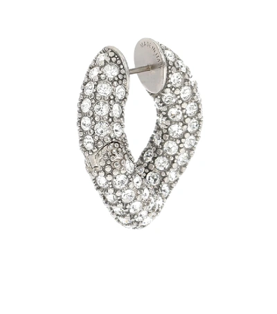 Shop Balenciaga Loop Embellished Hoop Earrings In Silver