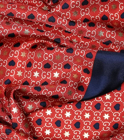 Shop Gucci Printed Silk-satin Scarf In Red