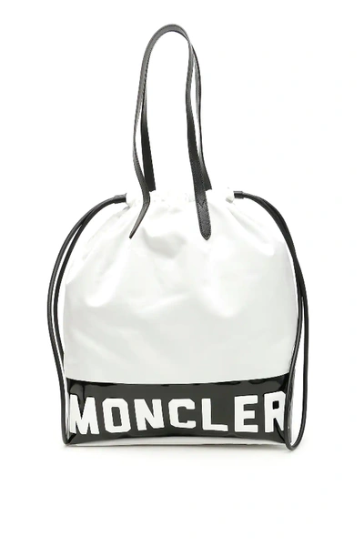 Shop Moncler Flamenne Bucket Bag In White,black