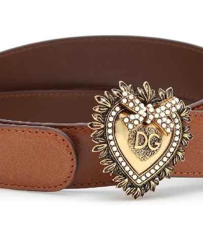 Shop Dolce & Gabbana Devotion Leather Belt In Brown