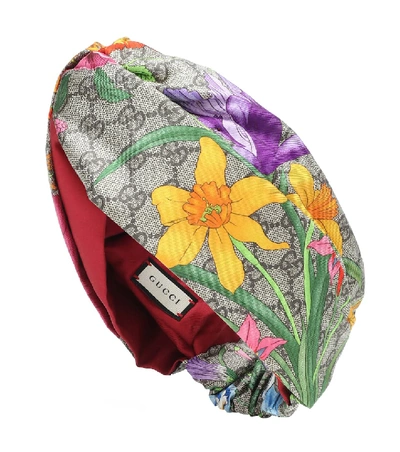 Shop Gucci Gg Flora Silk Headband In Multicoloured