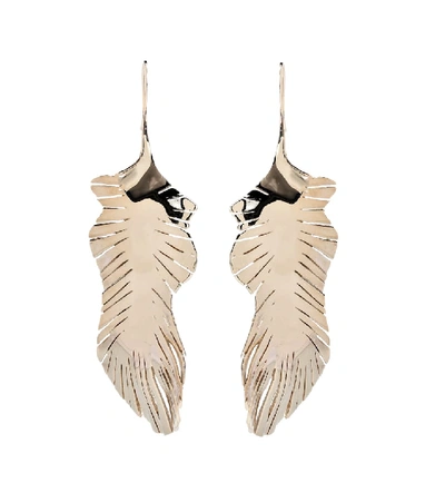 Shop Valentino Feather Drop Earrings In Gold