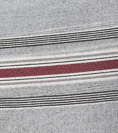 Shop Brunello Cucinelli Fringe-trimmed Striped Shawl In Grey