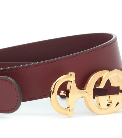 Shop Gucci Gg Horsebit Leather Belt In Red