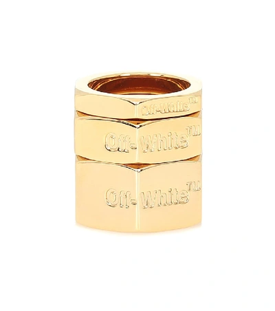 Shop Off-white Hexnut Three-ring Set In Gold