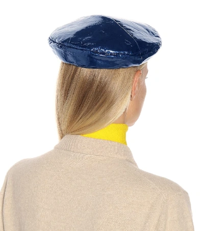 Shop Maison Michel New Billy Metallic Beret In Blue