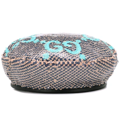 Shop Gucci Gg Sequined Beret In Multicoloured