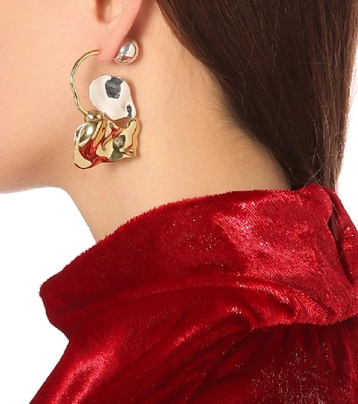Shop Ellery Chess Warped Collage Earrings In Gold