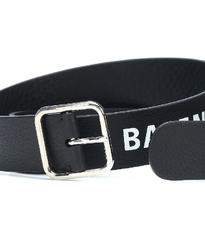 Shop Balenciaga Logo Leather Belt In Black