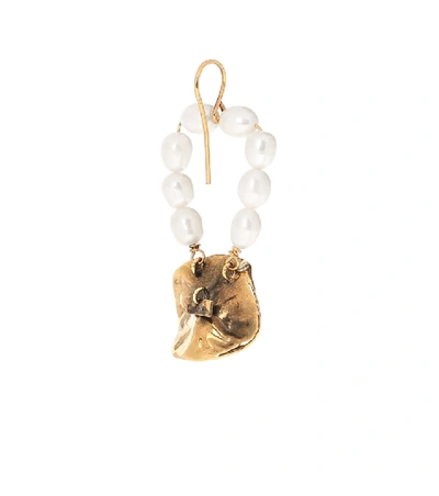Shop Jil Sander Pearl-embellished Earrings In Gold