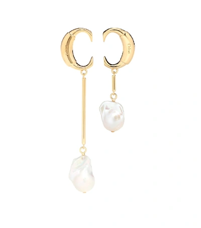 Shop Chloé Darcey Baroque Pearl Earrings In Gold