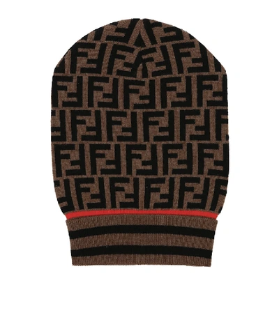 Shop Fendi Cashmere And Wool Hat In Brown