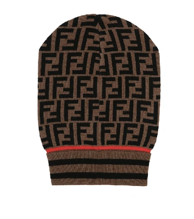 Shop Fendi Cashmere And Wool Hat In Brown