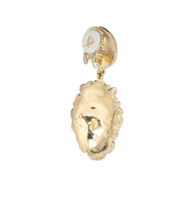 Shop Gucci Lion Earrings In Gold