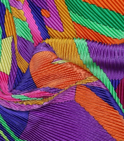 Shop Etro Pleated Silk Scarf In Multicoloured
