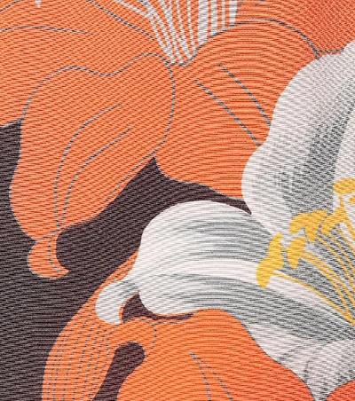 Shop Etro Printed Silk Poncho In Orange