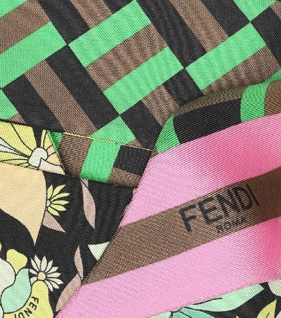 Shop Fendi Floral Silk Scarf In Green