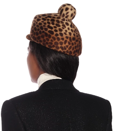 Shop Lola Hats Toy Soldier Leopard-print Felt Hat In Brown