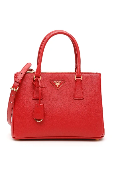 Shop Prada Saffiano Lux Galleria Bag In Red