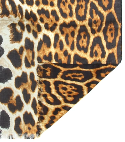 Shop Saint Laurent Leopard Print Silk Scarf In Multicoloured