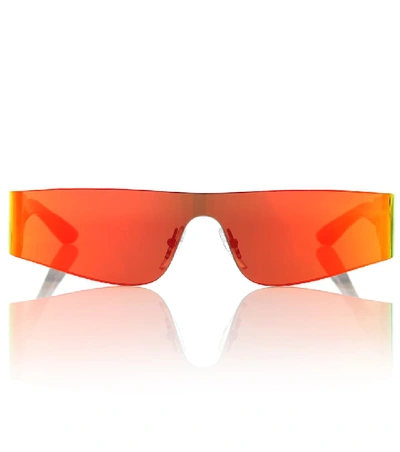 Shop Balenciaga Mono Rectangle Sunglasses In Orange
