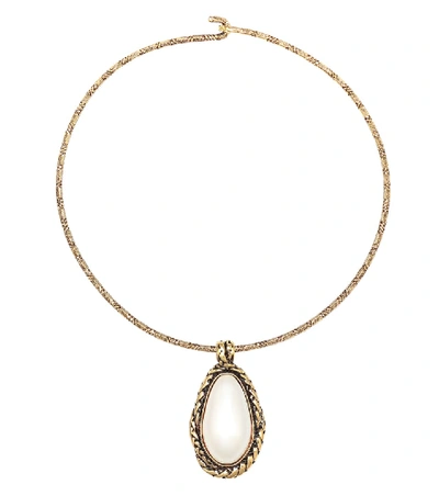 Shop Alexander Mcqueen Choker Necklace With Faux Pearl In Gold