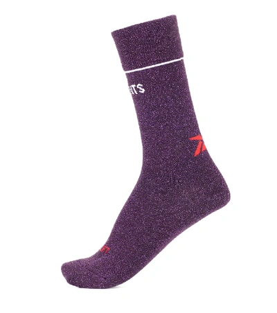Shop Vetements X Reebok Metallic Socks In Purple