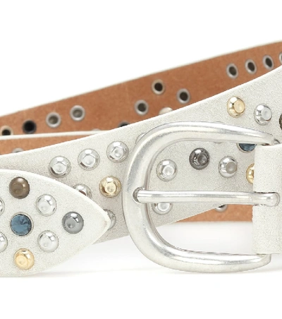 Shop Isabel Marant Devis Studded Leather Belt In White