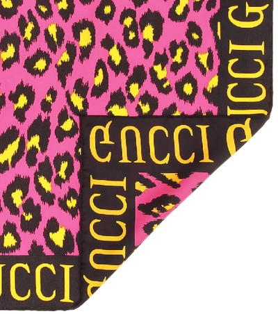 Shop Gucci Leopard Silk Scarf In Pink