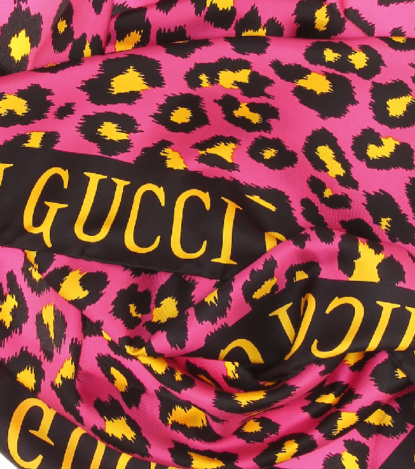 Gucci Scarf With Leopard Print In Pink ModeSens