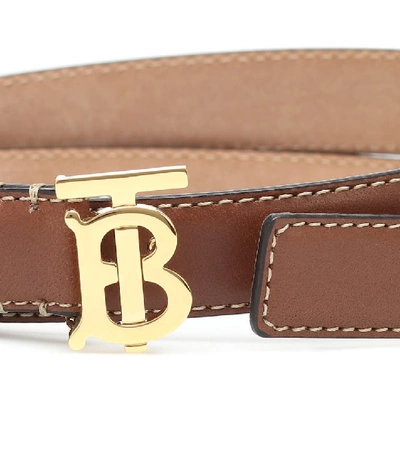 Shop Burberry Tb Leather Belt In Brown