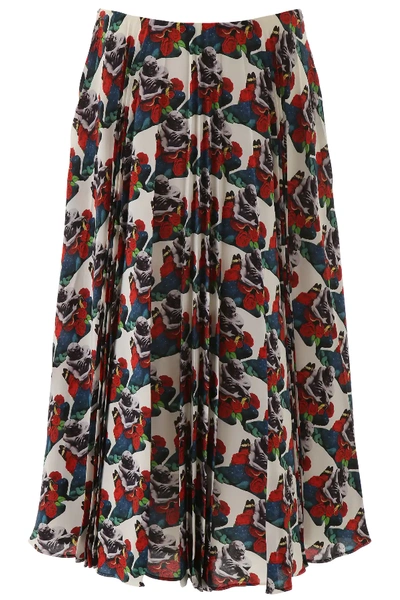 Shop Valentino Lovers Print Skirt In White,red,blue