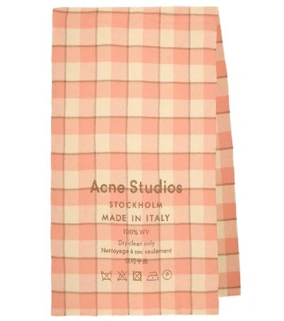 Shop Acne Studios Checked Wool Scarf In Pink