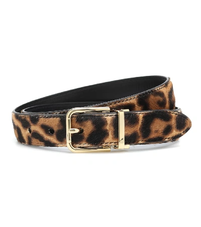 Shop Dolce & Gabbana Leopard-print Calf Hair Belt In Brown