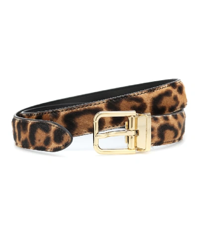 Shop Dolce & Gabbana Leopard-print Calf Hair Belt In Brown